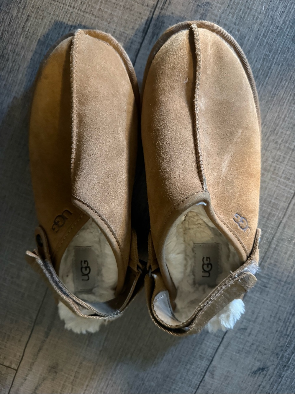 UGG Chestnut Suede Shearling Clog Slip-Ons